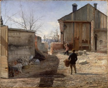 Demolishing the Old Orphanage, Stockholm (Anshelm Schultzberg) - Nationalmuseum - 20338. Free illustration for personal and commercial use.