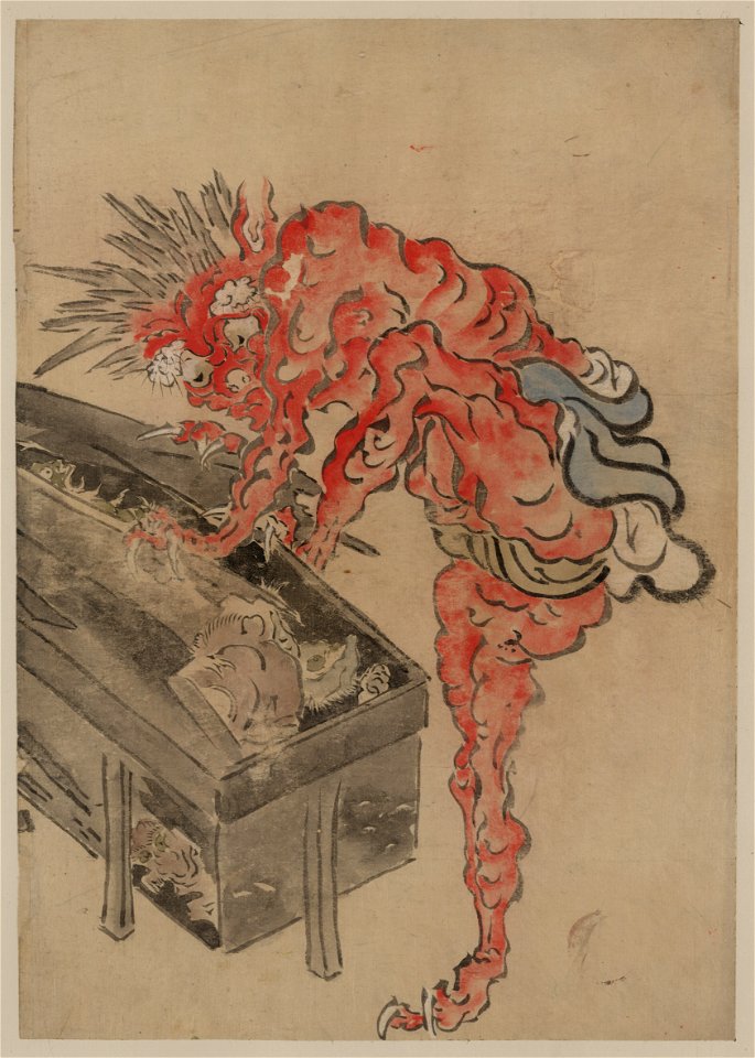 Demon, possibly Ibaraki, opening a box LCCN2009630001