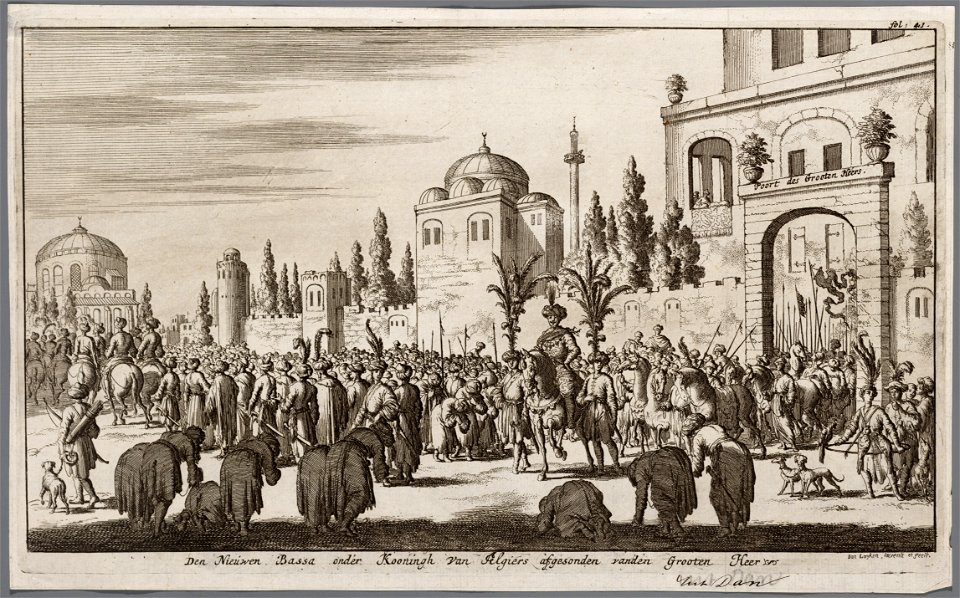 Den nieuwen bassa onder kooningh van Algiers afgesonden vanden grooten heer, objectnr A 41717