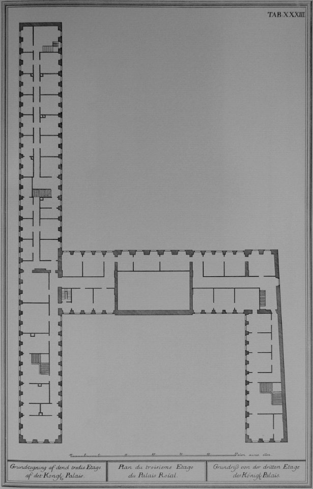 Den danske Vitruvius 1 tab033 - Grundtegning af dend tredie Etage af det Kongl Palais