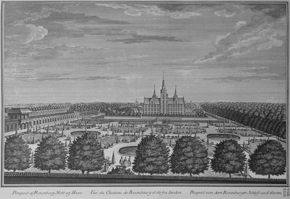 Den danske Vitruvius 1 tab029 - Prospect af Rosenborg Slott og Have