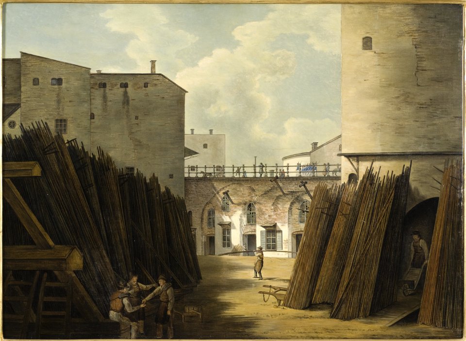 Den gamla järnvågen vid Slussen, Stockholm (Johan Fredrik Julin) - Nationalmuseum - 132464