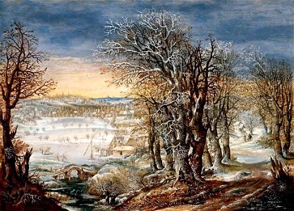 Denis van Alsloot - Winter Landscape in the Fôret de Soignes, with the Flight Into Egypt - WGA00197