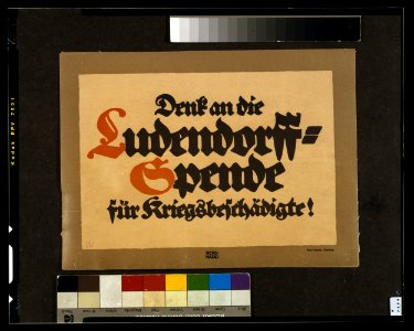 Denk on die Ludendorff-Spende für Kriegsbeschädigte - Bernhard. LCCN2004665801. Free illustration for personal and commercial use.