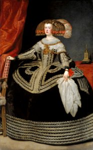 Diego Rodríguez de Silva y Velázquez und Werkstatt, , Schloss Ambras Innsbruck - Erzherzogin Maria Anna, Königin von Spanien - GG 6308 - Kunsthistorisches Museum
