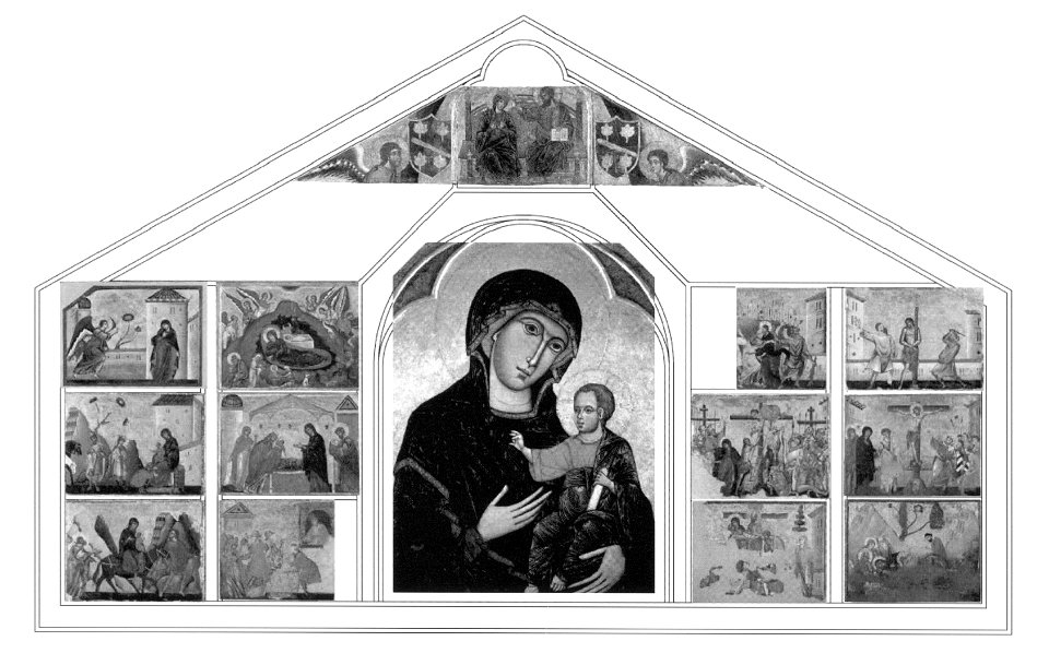 Dietisalve di Speme and Guido da Siena. Hypothetical reconstruction of Dossal with Madonna del Voto by Holger Manzke.