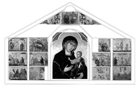 Dietisalve di Speme and Guido da Siena. Hypothetical reconstruction of Dossal with Madonna del Voto by Holger Manzke.