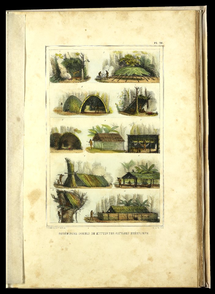 Différentes formes de huttes des sauvages bréziliens (2), da Coleção Brasiliana Iconográfica