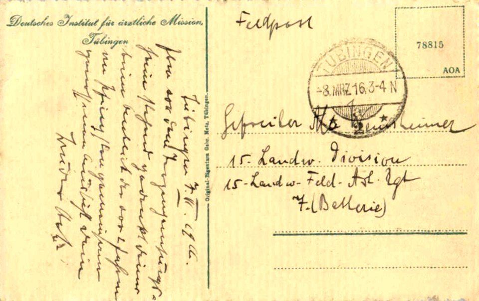 DIfÄM und Schwesternheim (AK 78815 Gebr. Metz gel 8.3.1916) R