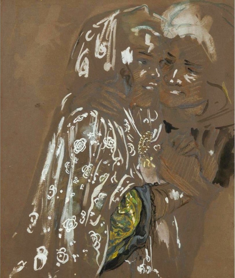 The Lovers by Alphonse Étienne Dinet, watercolor 