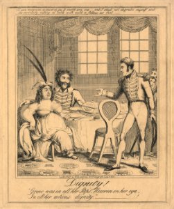 Dignity! (Caroline Amelia Elizabeth of Brunswick; Bartolomeo Pergami; probably Sir Samuel John Brooke Pechell, 3rd Bt) by George Humphrey