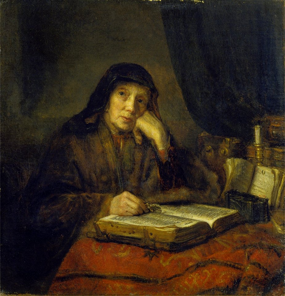 Abraham van Dijck - Oude vrouw met boek