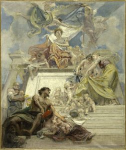 Diogène Maillart - Esquisse pour l'escalier d'honneur de la la mairie du 3ème , La Ville de Paris instruisant ses enfants (plafond) - PPP4096 - Musée des Beaux-Arts de la ville de Paris