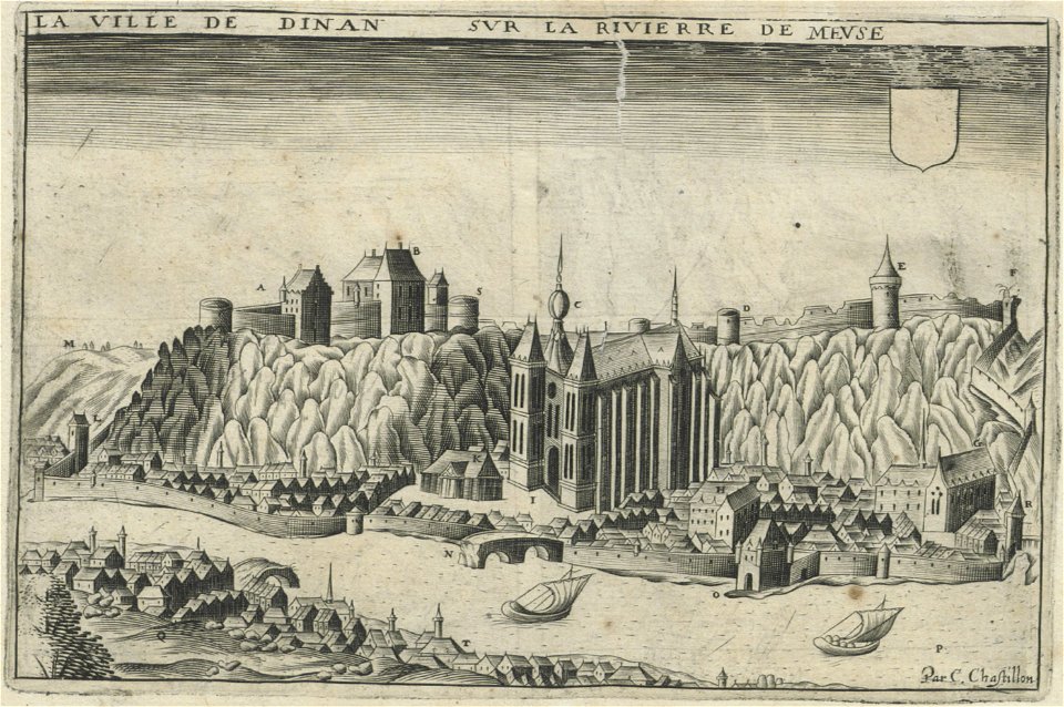 Dinan & Bouvaine (Claude Chastillon, Topographie françoise, 1641) (view of Dinant)