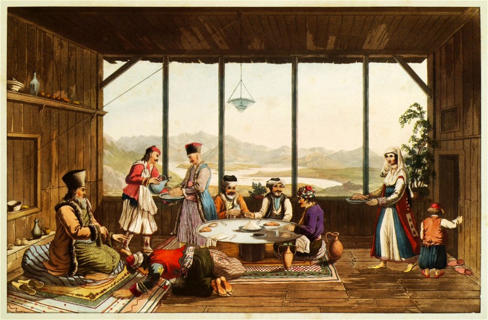 Dinner at Crisso, in the house of the bishop of Salona - Dodwell Edward - 1819