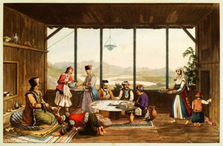 Dinner at Crisso, in the house of the bishop of Salona - Dodwell Edward - 1819