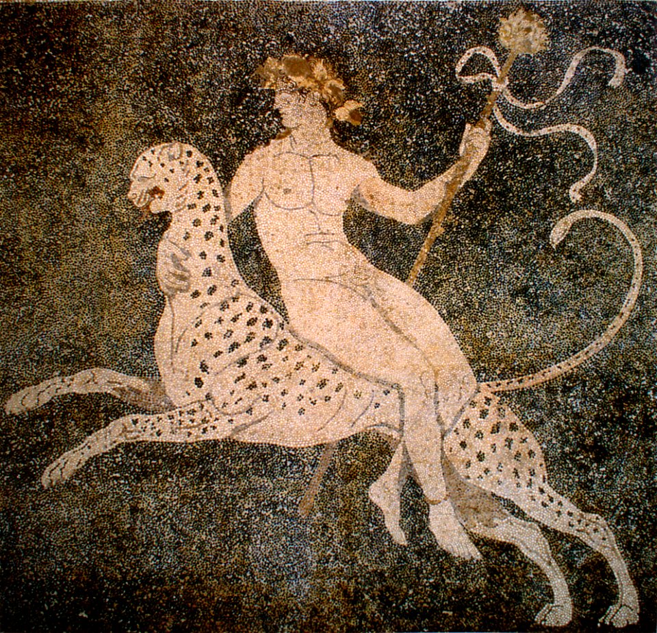 Dionysos on a cheetah, Pella, Greece