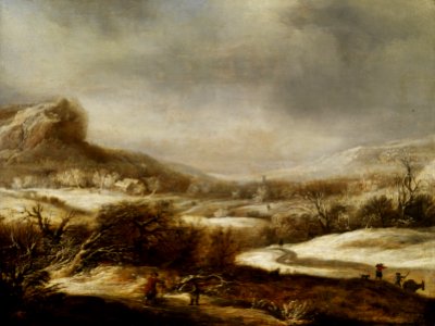Dirck Dircksz. Santvoort (toegeschreven) - Winterlandschap met figuren