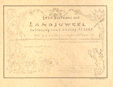 Diploma voor het X° Landjuweel, James Ensor, Mu.ZEE Oostende, SM001592