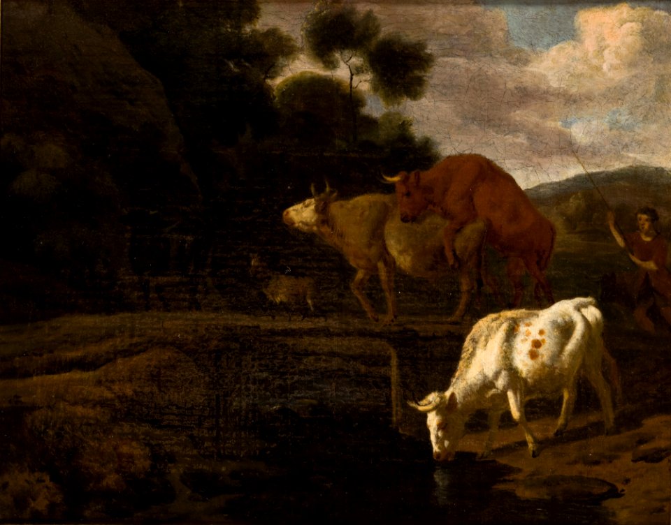 Dirck van Bergen - Cows on a Footbridge - MNK XII-A-156 - National Museum Kraków