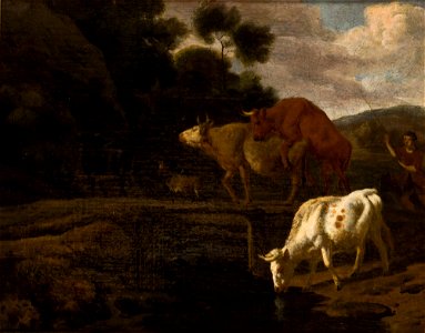 Dirck van Bergen - Cows on a Footbridge - MNK XII-A-156 - National Museum Kraków