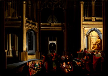 Dirck van Delen - Architectural Interior at Night with the Priests of Bel - 55.153.1 - Rhode Island School of Design Museum
