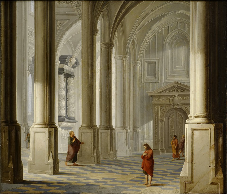 Dirck van Delen - Church Interior with the Parable of the Pharisee and the Publican (Luke 18-9-14) - 1981.63 - Clark Art Institute