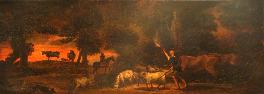 Dirck van den Bergen (1645^-1690) - Landscape with Herdsman, Horseman and Cattle - 1140173 - National Trust