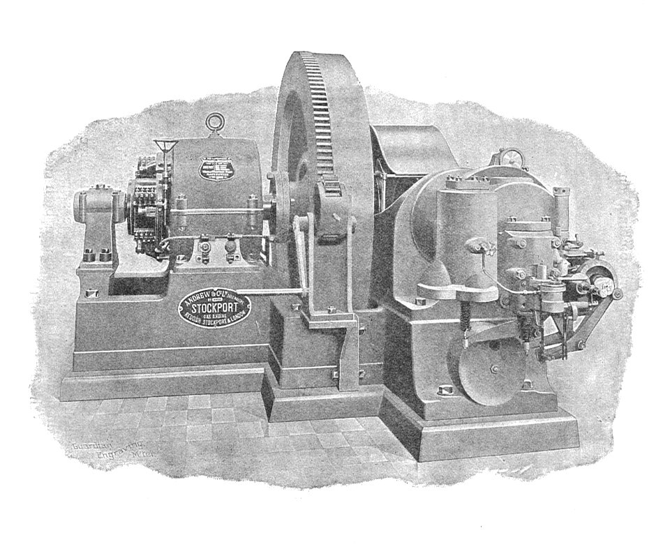 Direct-coupled gas engine and dynamo (Rankin Kennedy, Electrical Installations, Vol III, 1903)