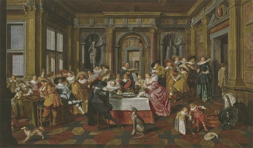 Dirck Hals - Dirck van Delen - A merry company in a palatial interior, with musicians and tric-trac players 2021 CKS 20053 0022(082359)