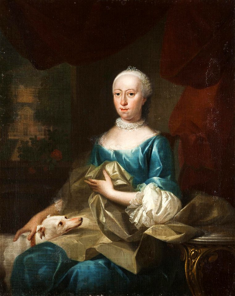 Aert Schouman Dame mit Hündchen 1754