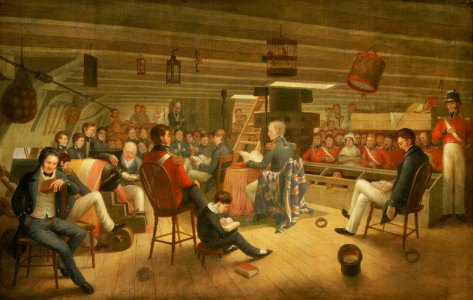 Divine service as it is usually performed on board a British frigate at sea RMG BHC1119