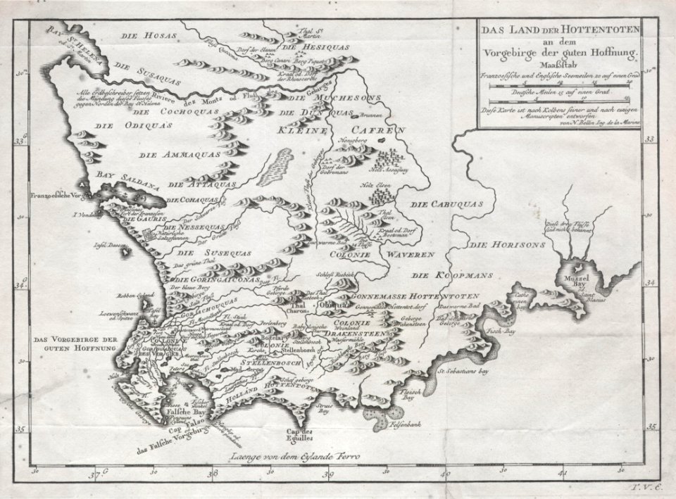 1757 Bellin Map of South Africa and the Cape of Good Hope - Geographicus - Hottentoten-bellin-1757