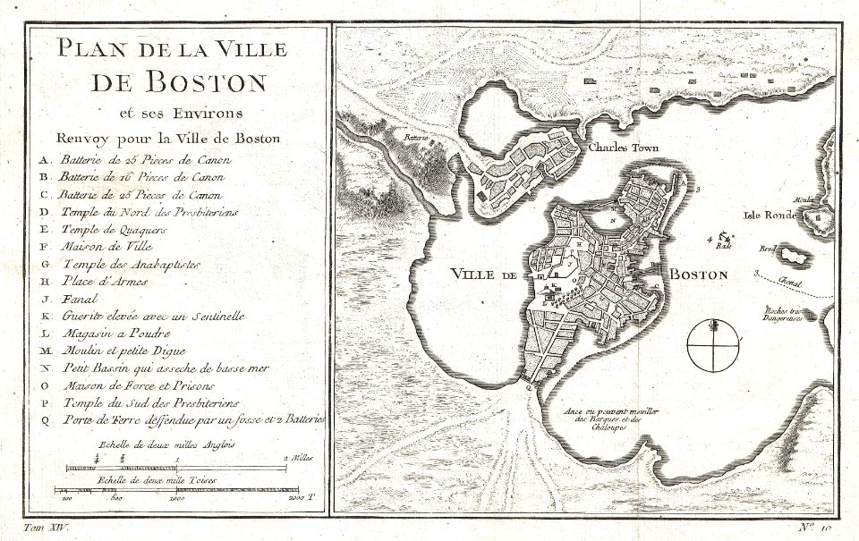 1756 Bellin Map of Boston, Massachusetts - Geographicus - Boston-bellin-1756. Free illustration for personal and commercial use.