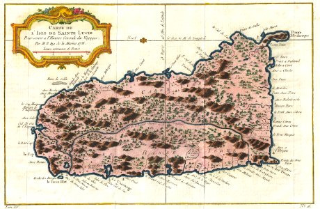 1758 Bellin Map of Saint Lucia (Sainte Lucie), West Indies - Geographicus - SaintLucia-bellin-1758. Free illustration for personal and commercial use.
