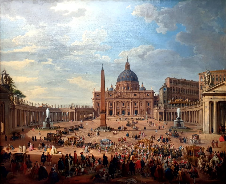 1754 Panini Ausfahrt des Duc de Choiseul auf dem Petersplatz Gemäldegalerie Kat.Nr. 80.2 anagoria