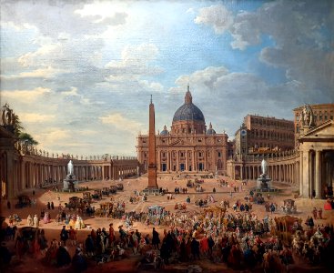 1754 Panini Ausfahrt des Duc de Choiseul auf dem Petersplatz Gemäldegalerie Kat.Nr. 80.2 anagoria