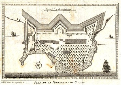 1756 Bellin Map of Kollam Fort, Kerala, India - Geographicus - Coylan-bellin-1756