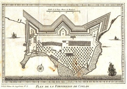 1756 Bellin Map of Kollam Fort, Kerala, India - Geographicus - Coylan-bellin-1756. Free illustration for personal and commercial use.