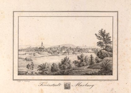 176 Marburg - gez. Ludwig, Lith. v. Folwarczni - J.F.Kaiser Lithografirte Ansichten der Steiermark 1830 (alt)