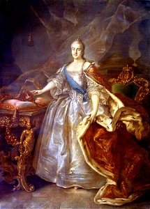 Catherine II by I.Argunov (1762, Russian museum). Free illustration for personal and commercial use.