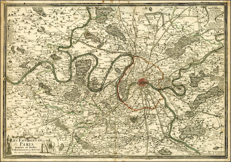 1762 map of the surroundings of Paris