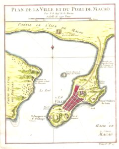 1764 Bellin Map of Macao China. Free illustration for personal and commercial use.