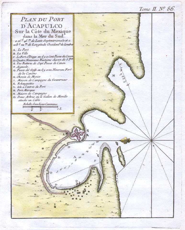 1764 Bellin Map of Acapulco, Mexico - Geographicus - Acapulco-bellin-1764