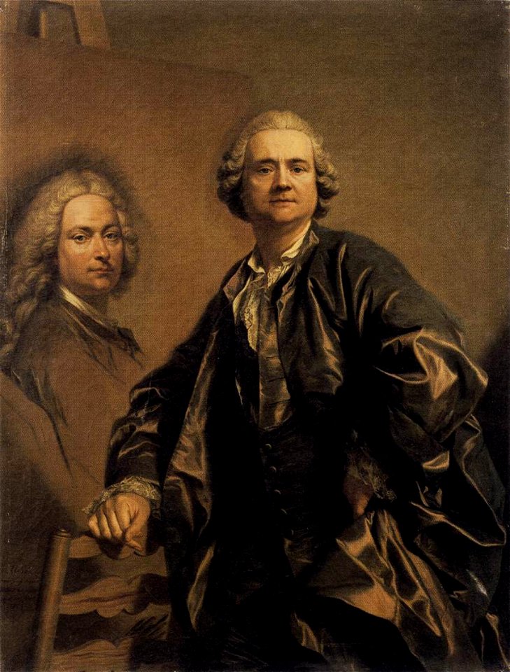 Louis-Michel van Loo - The Artist with a Portrait of his Father - WGA13438