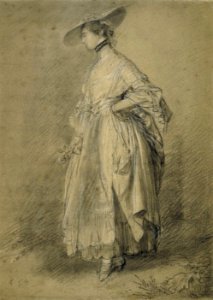A woman with a rose drawn by Thomas Gainsborough. Free illustration for personal and commercial use.