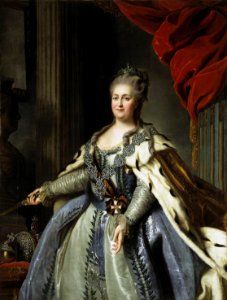 Catherine II by F.Rokotov after Roslin (c.1770, Hermitage). Free illustration for personal and commercial use.