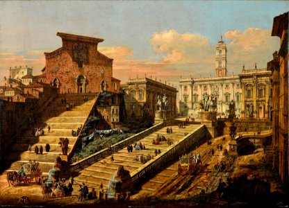 Bernardo Bellotto - Widok Kapitolu z kościołem Santa Maria in Aracoeli
