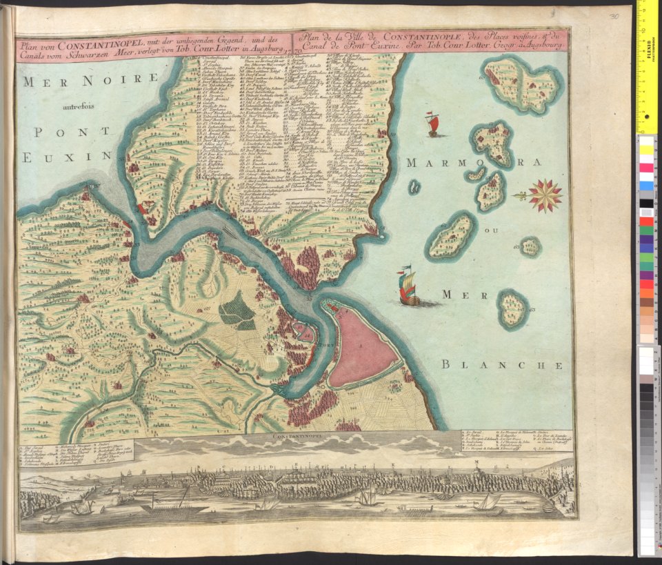 1770 map - Plan von Constantinopel, mit der umliegenden Gegend, und des Canals vom Schwarzen Meer