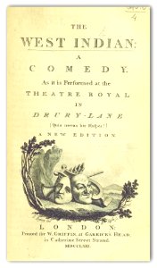 CUMBERLAND(1771) The West Indian. A Comedy